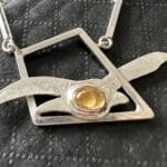 Zilveren station necklace met Citrien