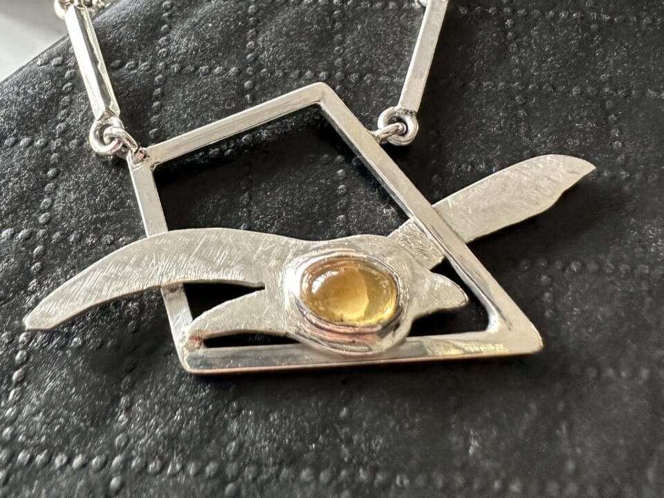 Zilveren station necklace met Citrien